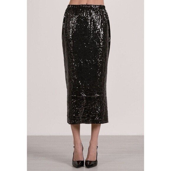 Elan Dresses & Skirts - Elan Hannah Black Sequin Sparkle Midi Pencil Skirt M  Party Holiday